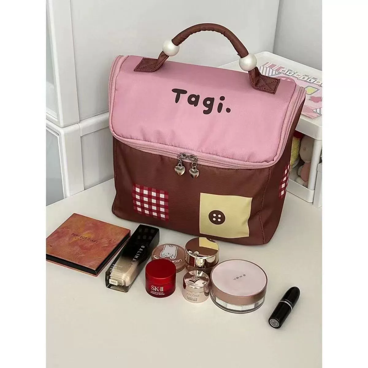 Милая домашняя сумка для хранения средств по уходу за кожей, женская косметичка большой вместимости, сумка для хранения туалетных принадлежностей для путешествий