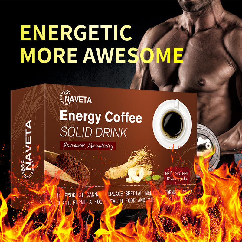 Cross-Border Popular Men's Energy Black Coffee Ginseng Oyster Nourishing Instant Black Coffee Energy Coffee