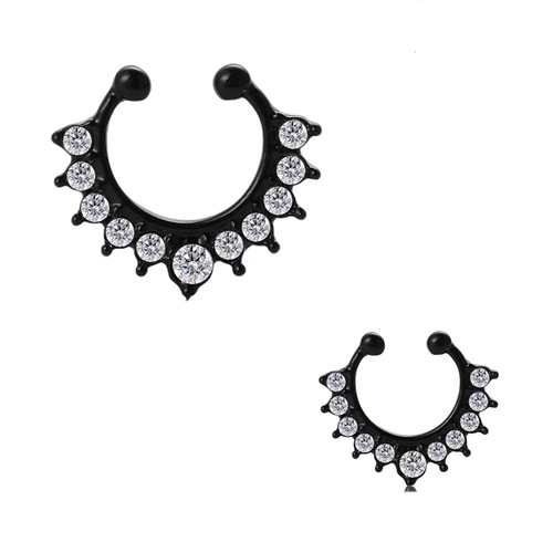 Foreign trade hot selling alloy diamond fake nose ring, nose nail piercing jewelry, no hole nose jewelry, nose clip jewelry manufacturer wholesale