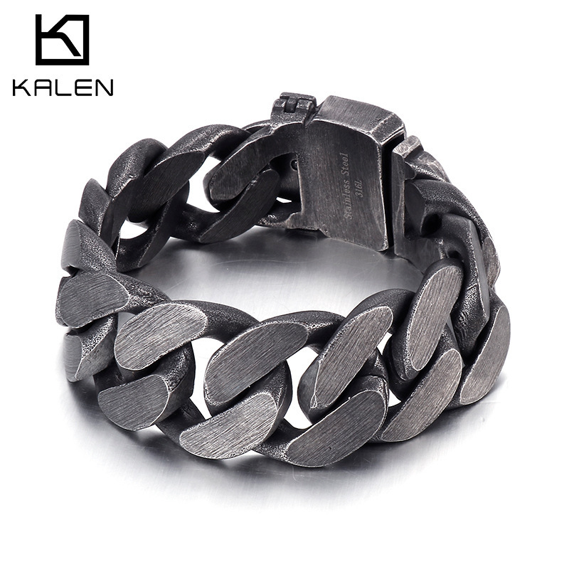 Punk Stainless Steel Jewelry European and American Fashion Stylish Simple and Elegant Black Stainless Steel Men's Bracelet Wholesale Punk Stainless Steel Jewelry European and American Fashion Stylish Simple and Elegant Black Stainless Steel Men's Bracelet Wholesale
