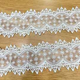 欧根纱玫瑰牛奶丝清新婚纱辅料服装配饰蕾丝花边网纱刺绣条纹