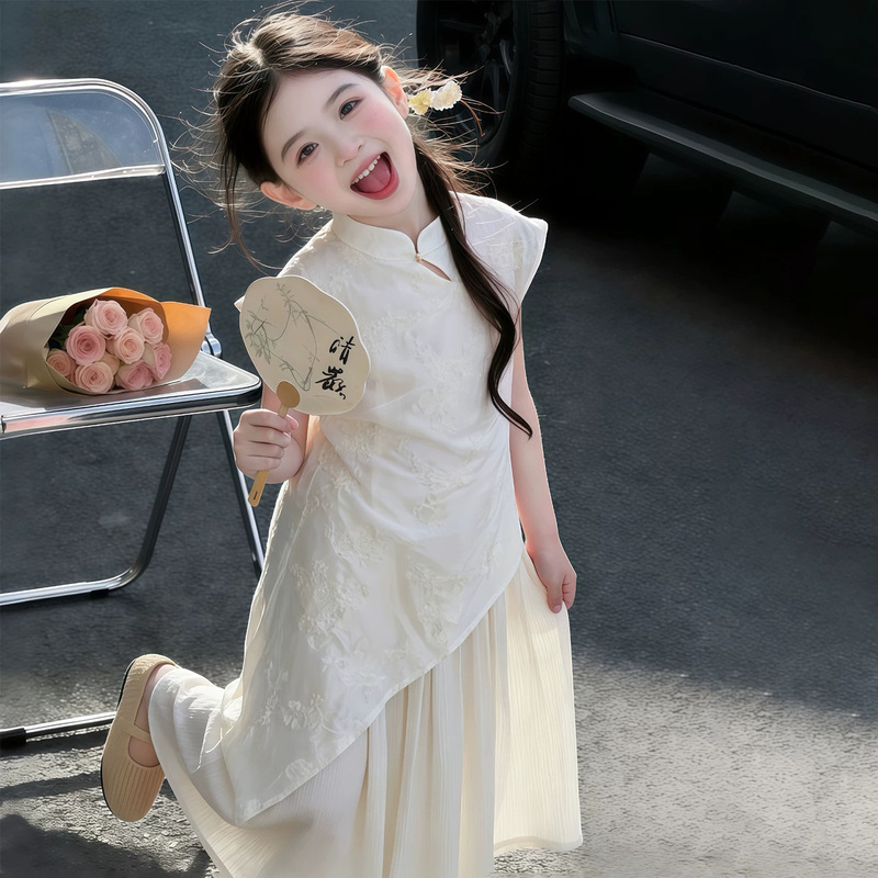 Children's Girls' Summer Dress, New Chinese-Style Qipao, 2026 New Model Girls' Dress, Girls' Trendy Long Dress, Wholesale Children's Girls' Summer Dress, New Chinese-Style Qipao, 2026 New Model Girls' Dress, Girls' Trendy Long Dress, Wholesale