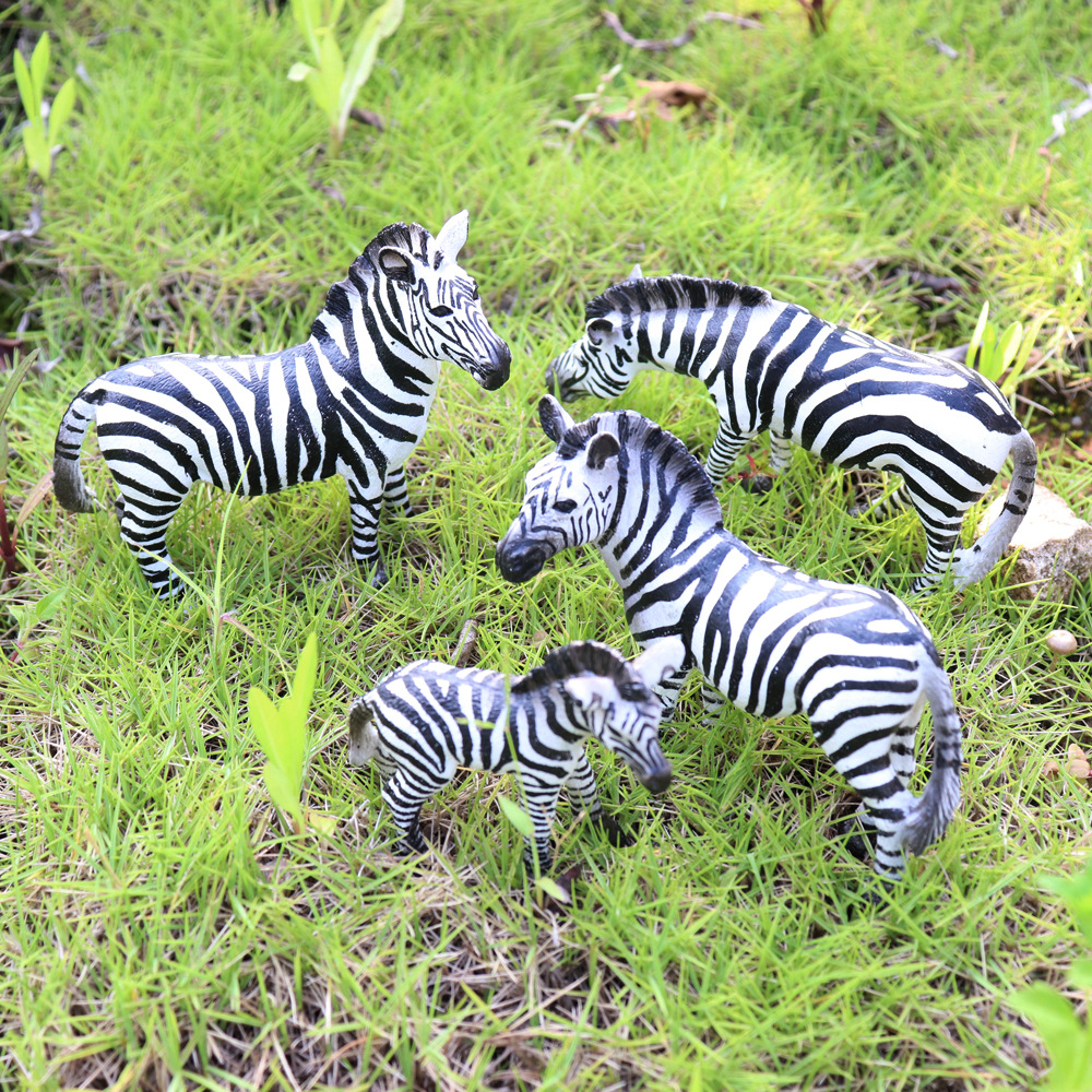 PVC仿真斑馬模型 兒童早教實心斑馬玩具 野生動物園擺件批發