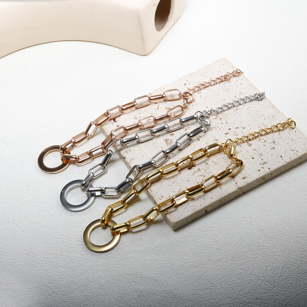 1 Piece Quantity Daily Occasion Simple Style Geometric 304 Stainless Steel 18K Gold Plated Paperclip Chain Bracelets In Bulk