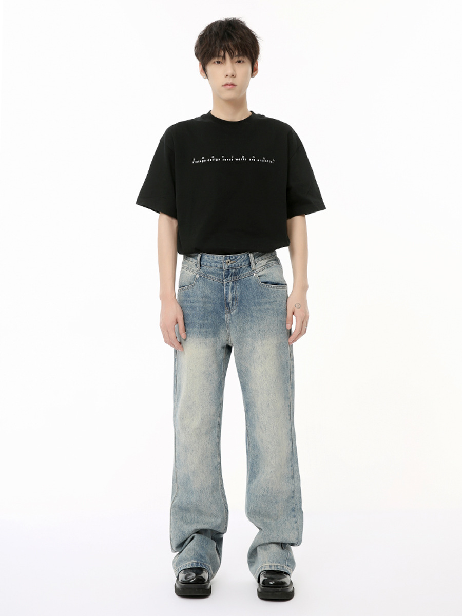 MTLCLOTHES Hombres| 2024 verano nuevo producto nicho de diseño de pantalones de empalme sensación de micro-trometa de la tendencia jeans