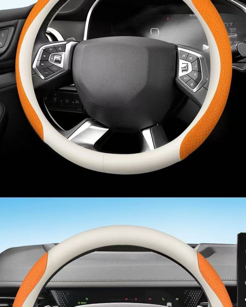 Car Steering Wheel Cover for Men and Women, Universal for All Seasons, New Breathable, Non-Slip, Sweat-Absorbent Round D-Shaped High-End Ultra-Thin Handle Cover