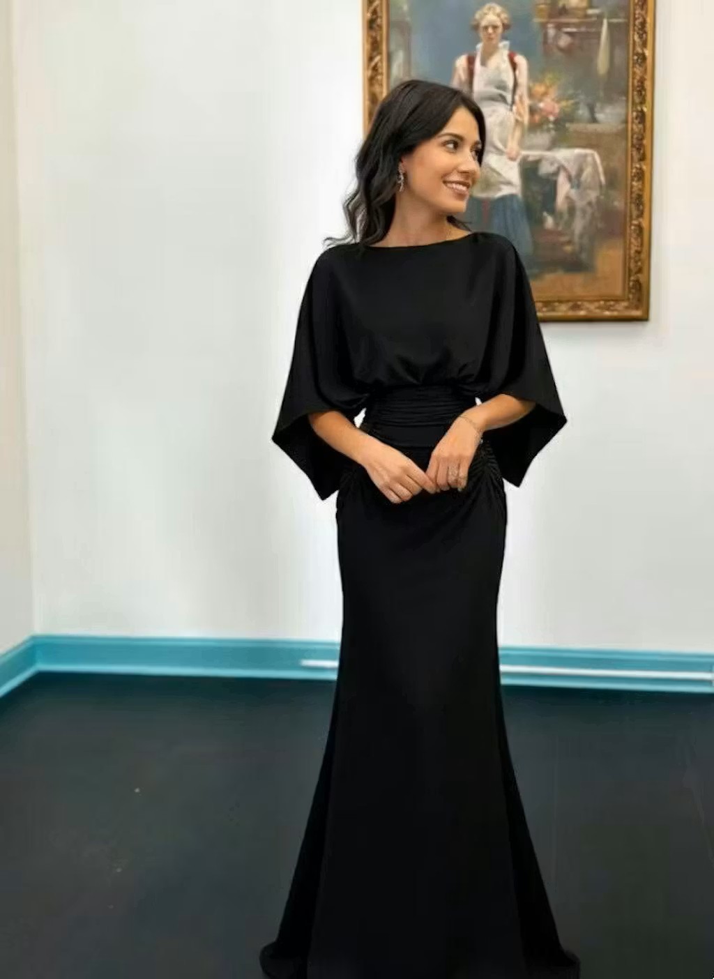 Elegant Backless Pleated Long Dress For Women American Style Slim Fit With Pockets New In Stock_ecoleips.com