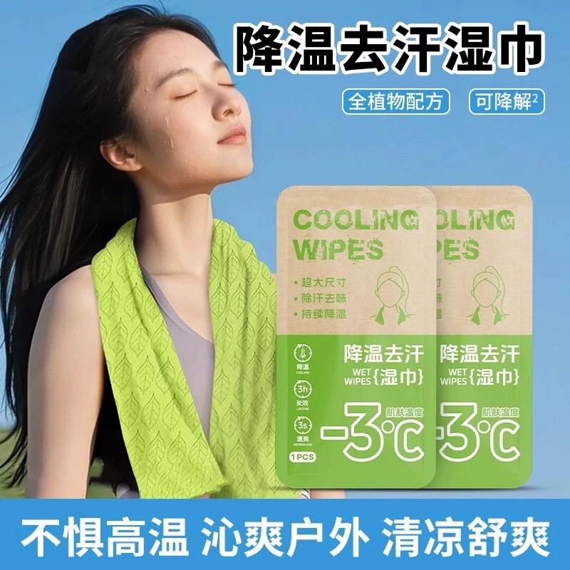 Cooling Ice Wipes, Ice-Feeling Sweat-Removing Mint Towels, Sports Outdoor Running Student Heatstroke Prevention Portable Cooling Wipes