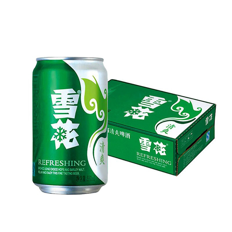 雪花啤酒清爽330ml*12、24听/整箱 拉罐啤酒雪花听装啤酒绿罐批发|undefined