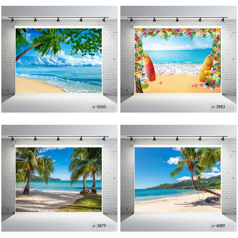 Cross-border Photography Background Cloth Amazon Festival Celebration Banner Sea View Beach Coconut Tree Video Background Hanging Cloth