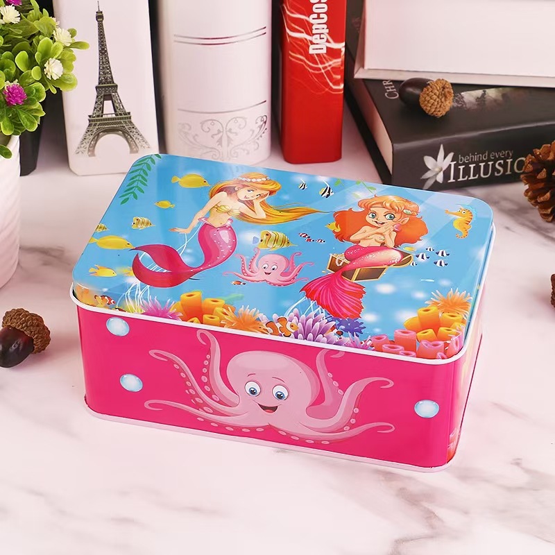 Nuevo estilo 60 piezas 200 piezas dibujos animados para niños dibujos animados madera caja de hierro rompecabezas bebé escuela primaria juguetes educativos al por mayor