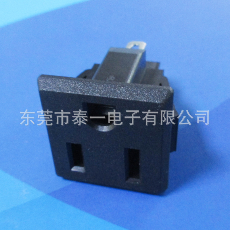应急启动电源三孔美式母插座27*27软卡位尼龙料美标AC插座DB-14-M