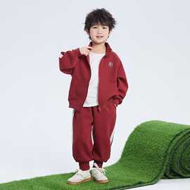 男童秋装套装春秋儿童秋季运动服2024秋冬小少爷男孩初秋红色酷帅