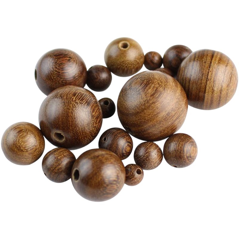 Fábrica al por mayor cuentas de madera de sándalo de seda de oro 6-20mm cuentas redondas perlas sueltas DIY Buda cuentas Rosario pulsera accesorios material