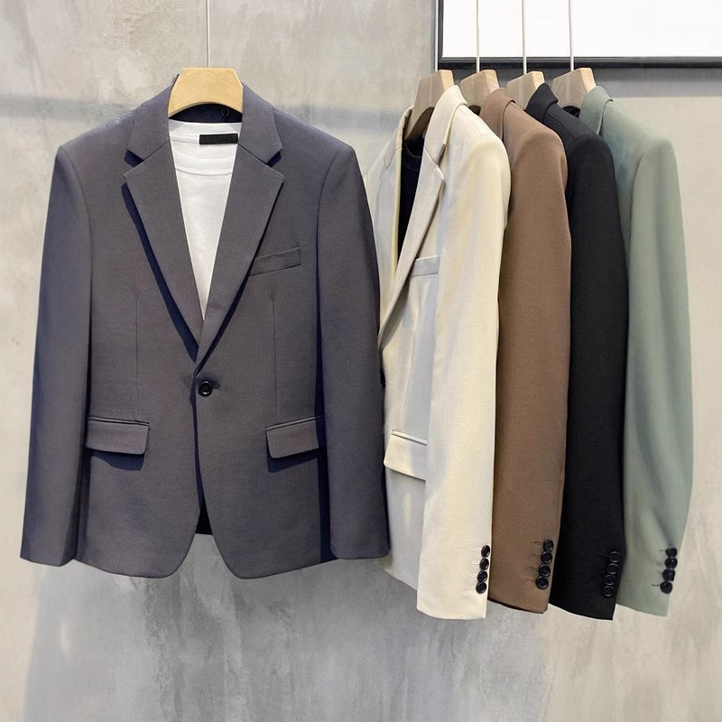 Dipper Casual Suit Jacket Men's Spring and Autumn Slim-fit Iron-free Suit Ins Light Mature Style Ripper Handsome British plus size Single West