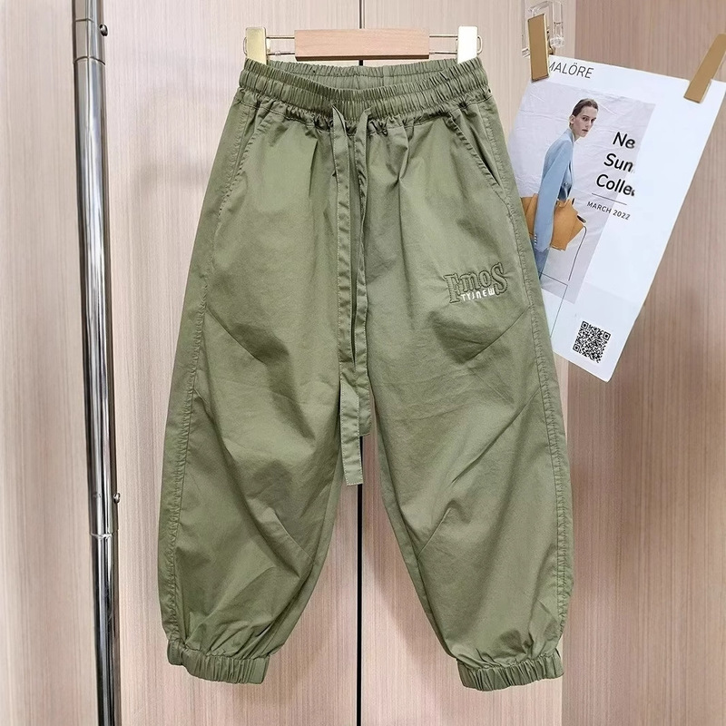 Boys' Summer Pure Cotton Pants 6-15 Years Old Middle and Big Children's Spring and Autumn Thin Anti-mosquito Pants Children's Trendy Trousers