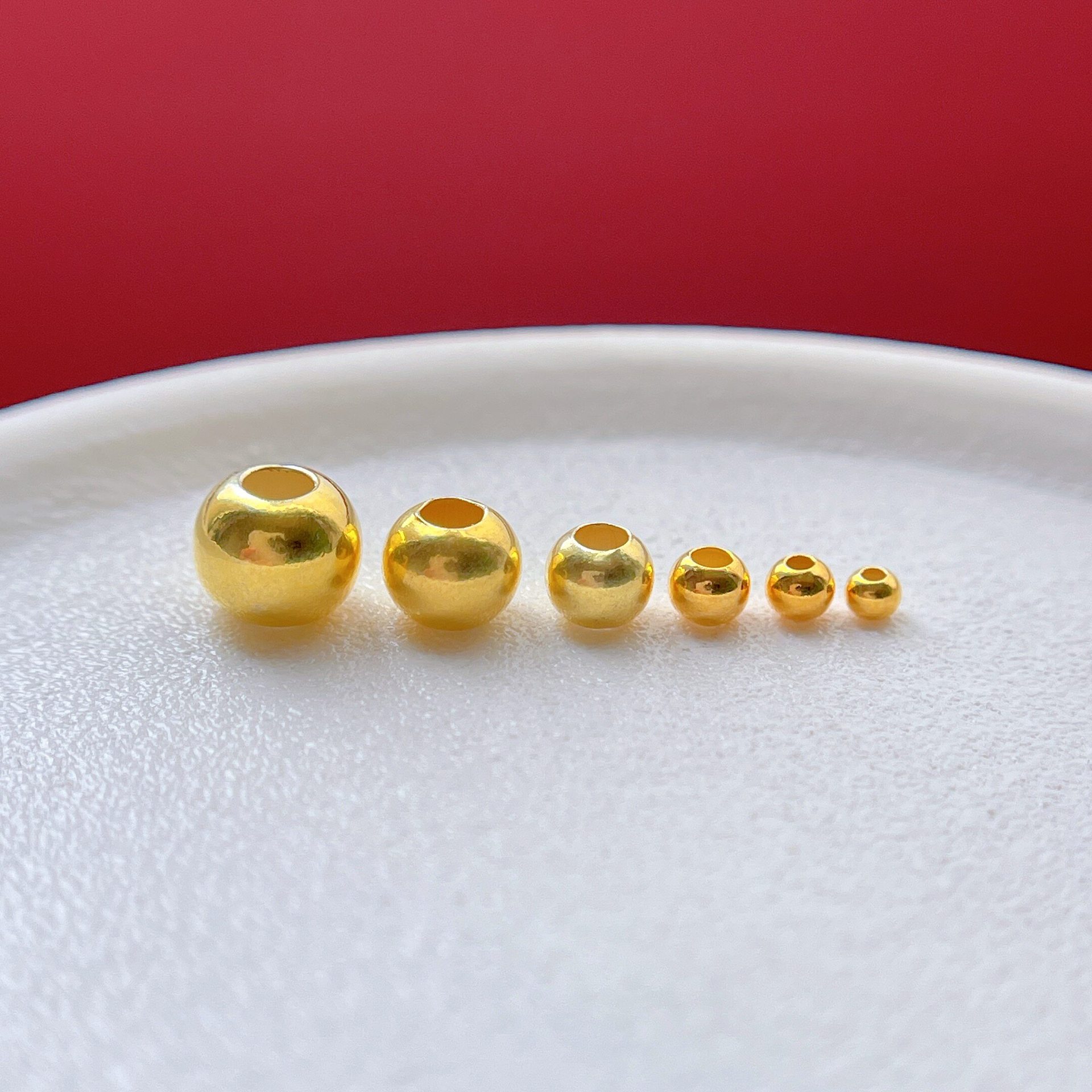 925 Ancient Silver Gold-Plated Accessories, Shiny Small Gold Beads, Spacer Beads, Round Beads, Loose Beads, Small Beads, Fortune Beads, DIY Jewelry