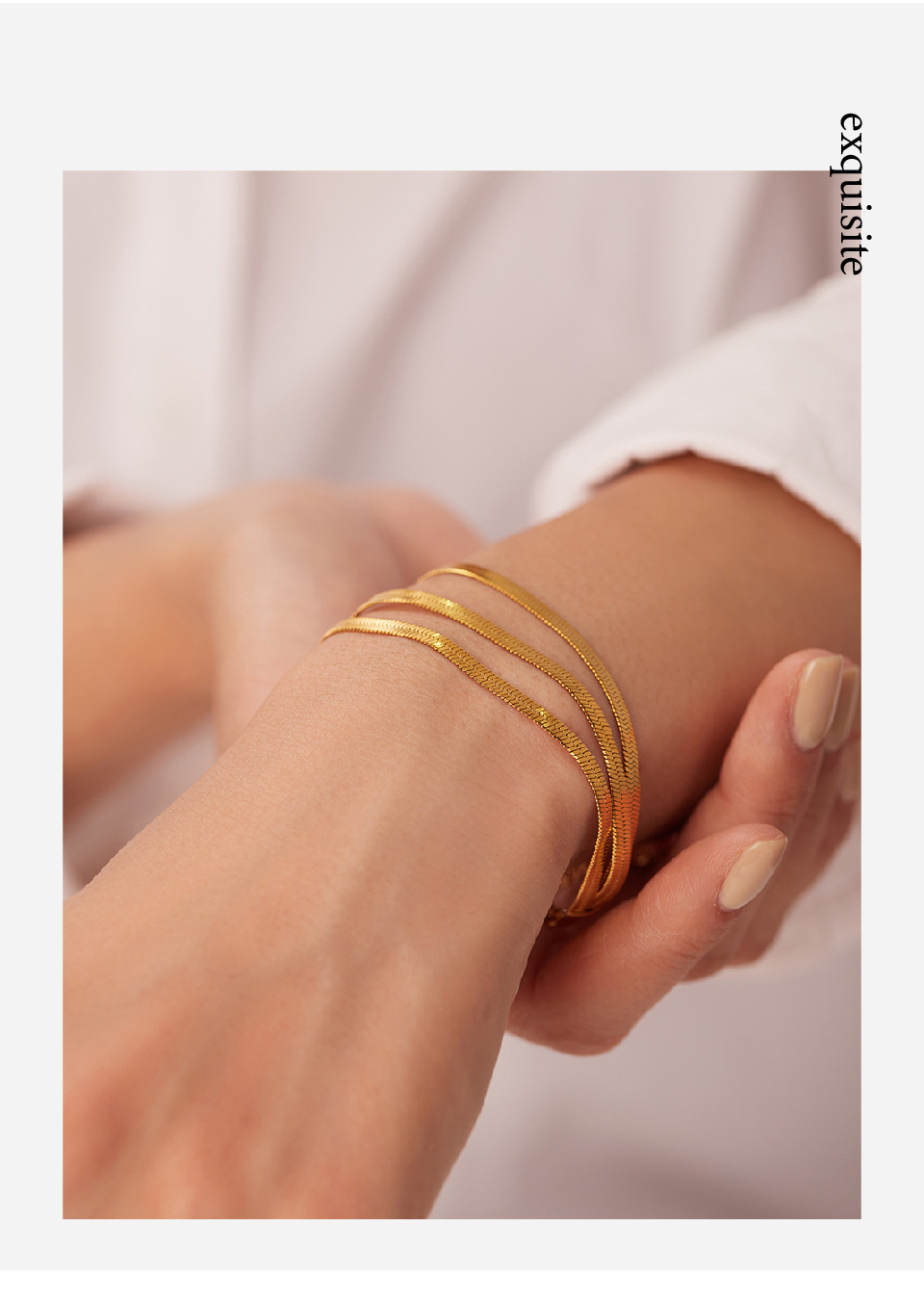 Retro Geometric Stainless Steel Gold Plated Bracelets