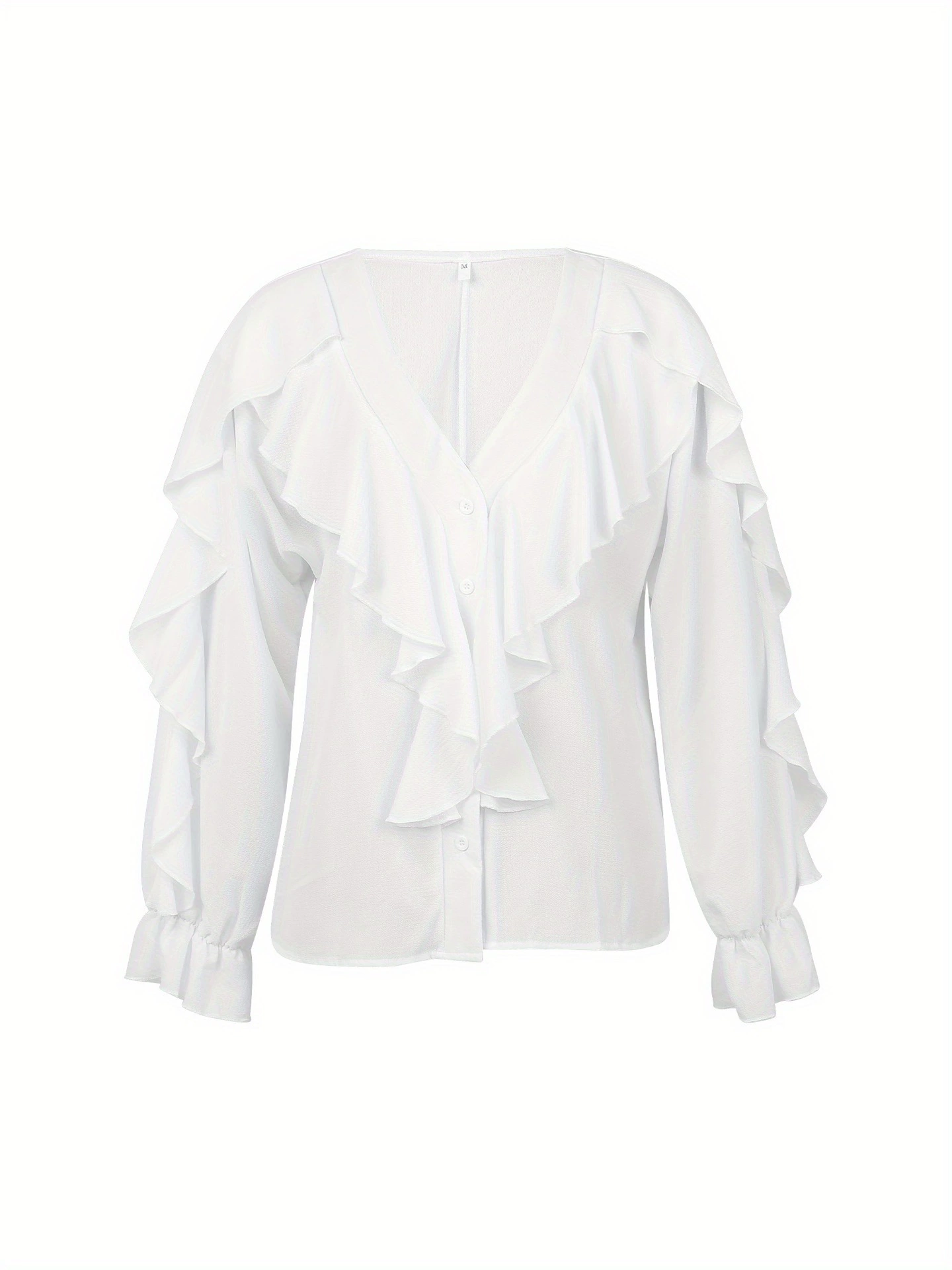 2025 Новый топ для женщин с элегантным V-образным вырезом и рюшами из полиэстера для кросс-граничной доставки