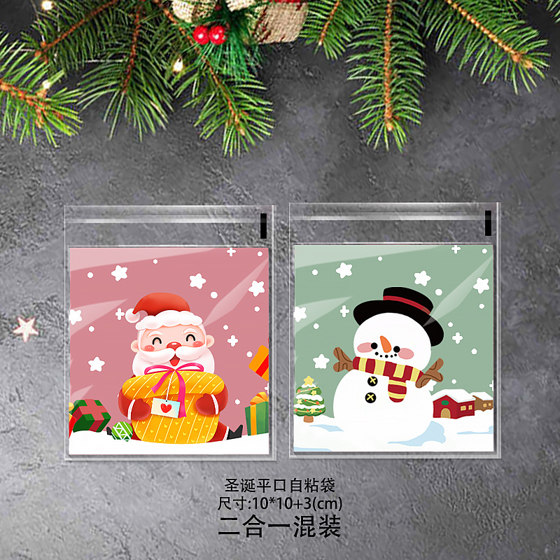 Original Navidad viejo árbol copo de nieve crujiente caramelo autosellante bolsa pegajosa galleta vaca galleta fiesta regalo embalaje