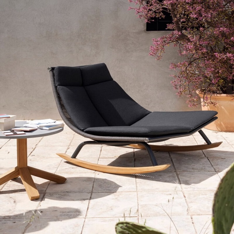 Outdoor Rocking Chair Recliner Balcony Casual Household Lazy Rattan Small Sofa Three-piece Courtyard Single Rattan Chair