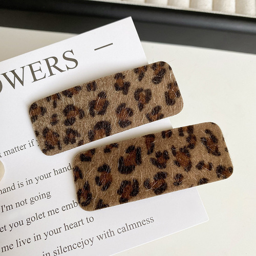 Autumn leopard print hair clip, natural style hair clip, side BB clip, retro stylish short hair fringe clip, head accessory