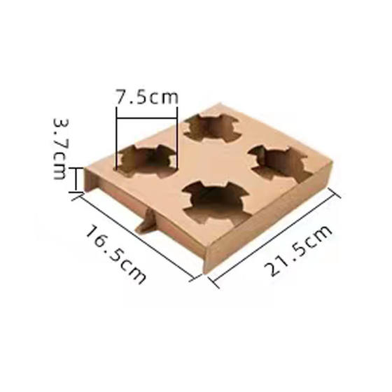Milk Tea Coffee Beverage with Cup Holder Disposable Pulp Single and Double Four Paper Holder Take-out Packaging Paper Corrugated Bottom Tea Holder