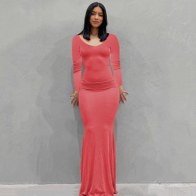 Europa y América transfronteriza nueva Kardashian desnata mono de las mujeres Vestido largo de comercio exterior casual SLIM-Fit de manga larga mono de casa image 16