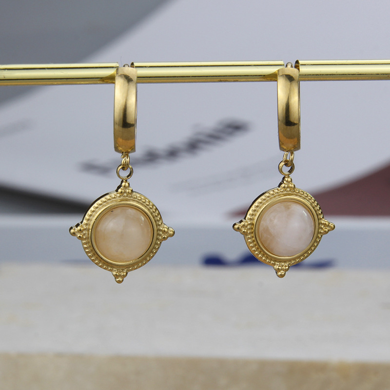 Simple Style Geometric Titanium Steel Pendant Necklace Earrings Artificial Gemstones Stainless Steel