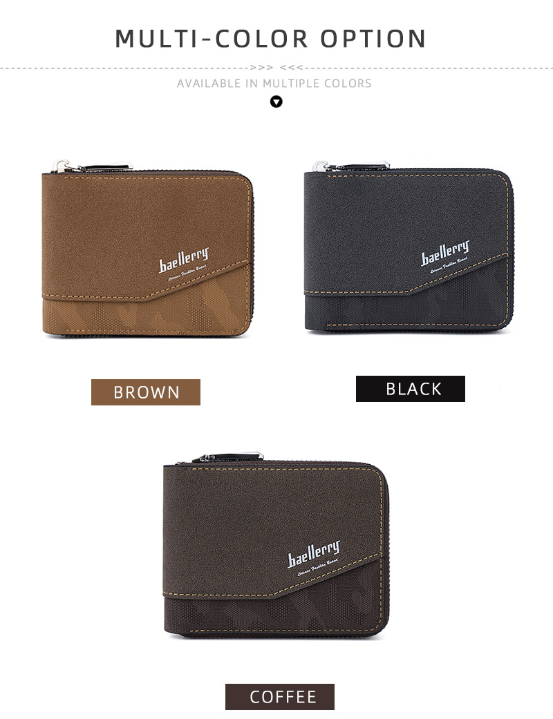 60g Weight Polyester Lining Material Zipper Closure Type Small Wallets Bags Type 1 Piece Quantity Casual, Daily Occasion Pu Leather Material Solid Color Pattern All Seasons Season Men's Gender Basic Style Square Shape Men's Solid Color Pu Leather Zipper Small Wallets 3