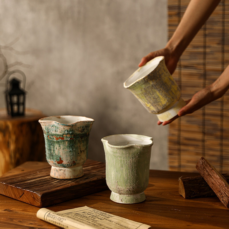 Jingdezhen Wabi-Sabi Style Flower Pot, Rustic Pottery, Vintage Balcony Study Desk Ornament, Bonsai Creative Green Plant Terracotta Pot