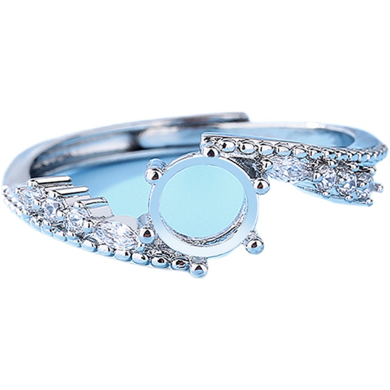 New Explosive 925 Silver Plated Ring Ring Brest Empty Brest Diy Inlaid Huizi Diamond Egg Noodles Women's Opening Ring Brest Semi-finished Products