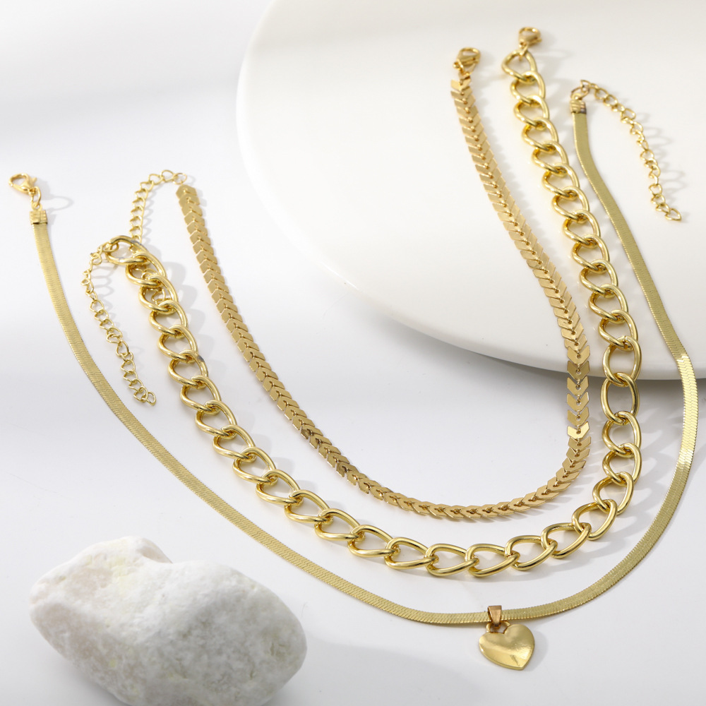 Fashion Heart Shape Lock Alloy Plating Womenu0027S Layered Necklaces 1 Piece