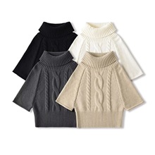 美式复古高领麻花针织斗篷毛衣女秋季辣妹多穿法宽松打底套头毛衣