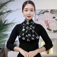 秋冬韩版百搭针织围脖护颈保暖交叉小围巾女士时尚洋气毛线围巾