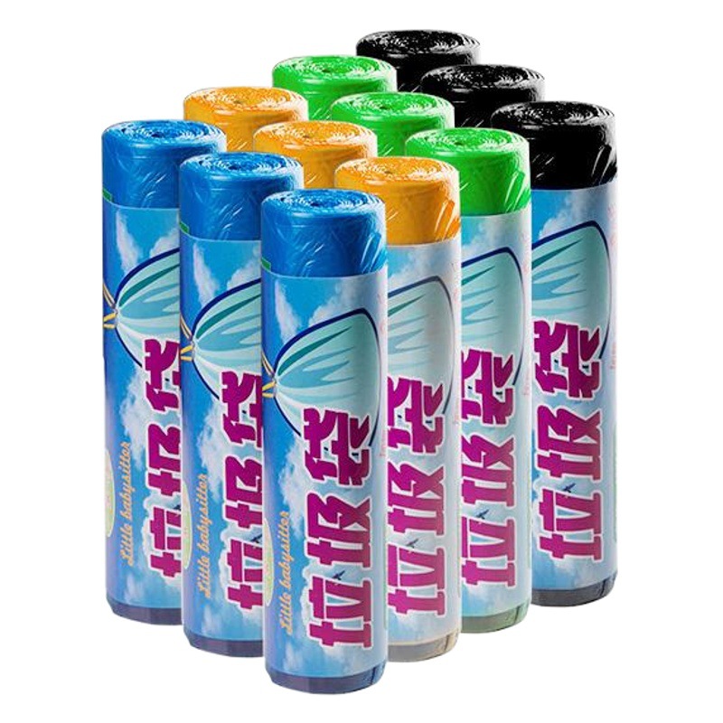 Bolsa de basura grande con cordón para el hogar, tipo de corte de color, bolsa de protección ambiental de plástico engrosada y explosiva para el hogar