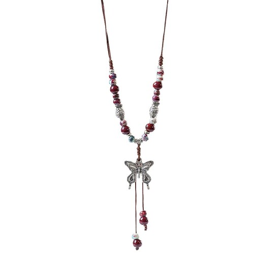 Hot Selling Xiaohongshu Collection of New Chinese Style Ethnic Ceramic Long Pendant Sweater Chains for Women Ancient Style Wall Hangings Accessories