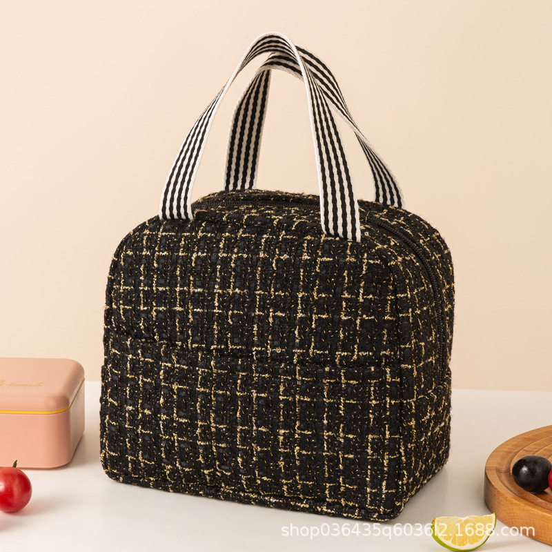 Moda estilo Chanel bolsa de almuerzo bolsa de aislamiento térmico bolsa de almuerzo Portátil Bolsa de aislamiento térmico estudiante bolsa de almuerzo portátil