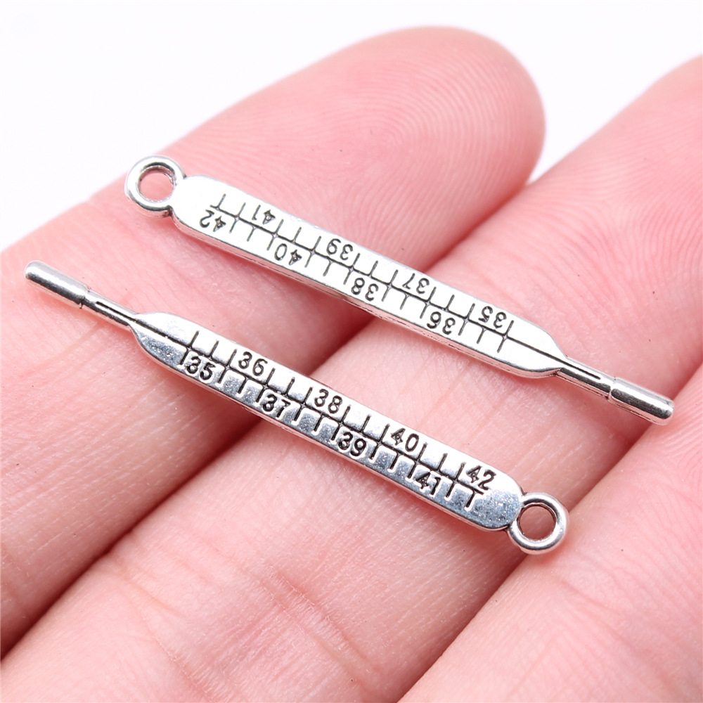 36X4Mm 1g Ancient Silver DIY Handmade Jewelry Accessories Thermometer Pendant #