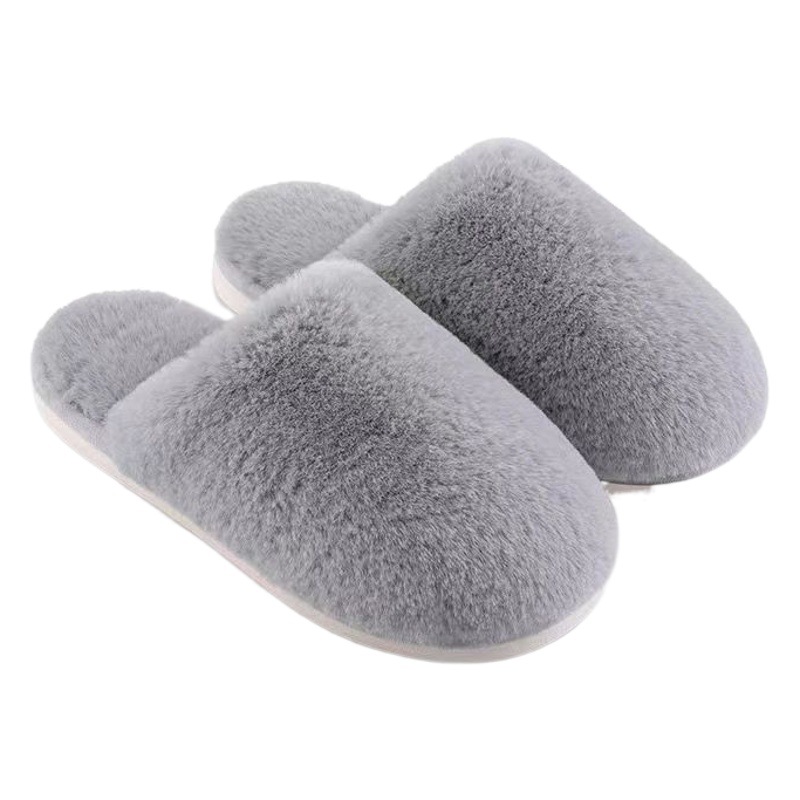 Japanese style simple winter indoor solid color cotton slippers Women's Home non-slip soft bottom warm plush shoes confinement shoes
