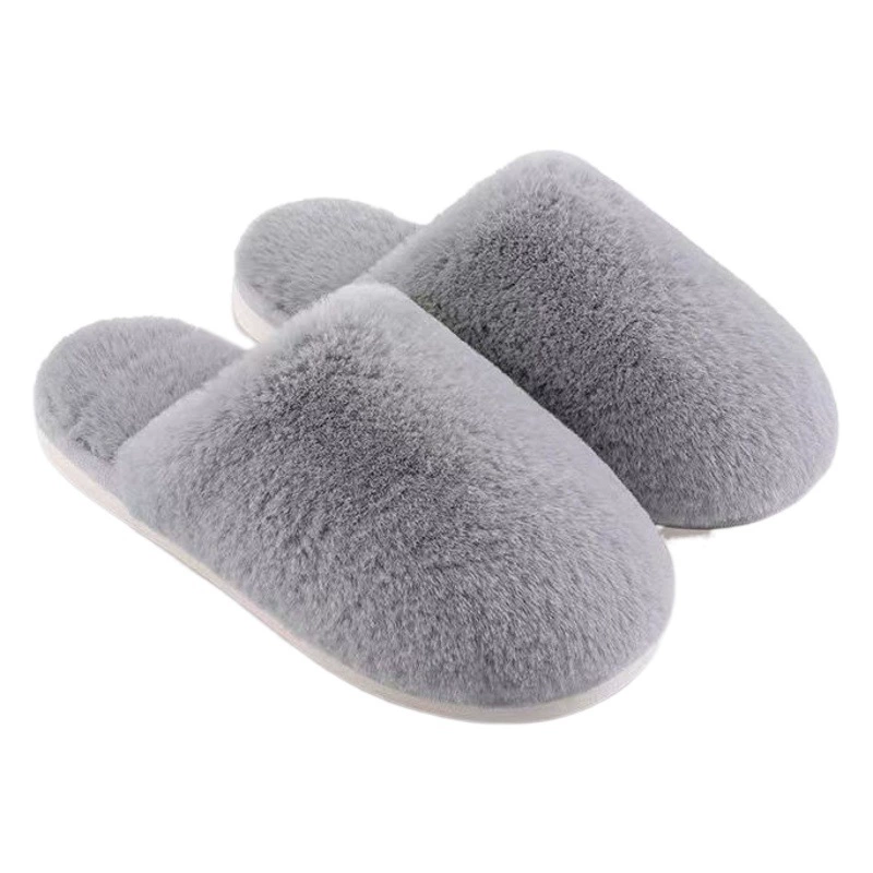 Простые зимние домашние однотонные хлопковые тапочки в японском стиле, женская домашняя Нескользящая теплая плюшевая обувь с мягкой подошвой, ограничительная обувь