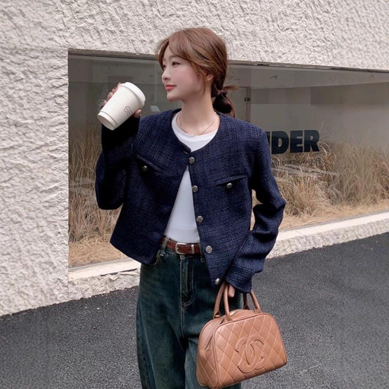 Xiaoxiangfeng 韓国スタイルの女性用ジャケット、2025年春秋の新作、レトロカジュアルショートスタイル、ニッチな気質、セレブ向けトレンディートップス|undefined