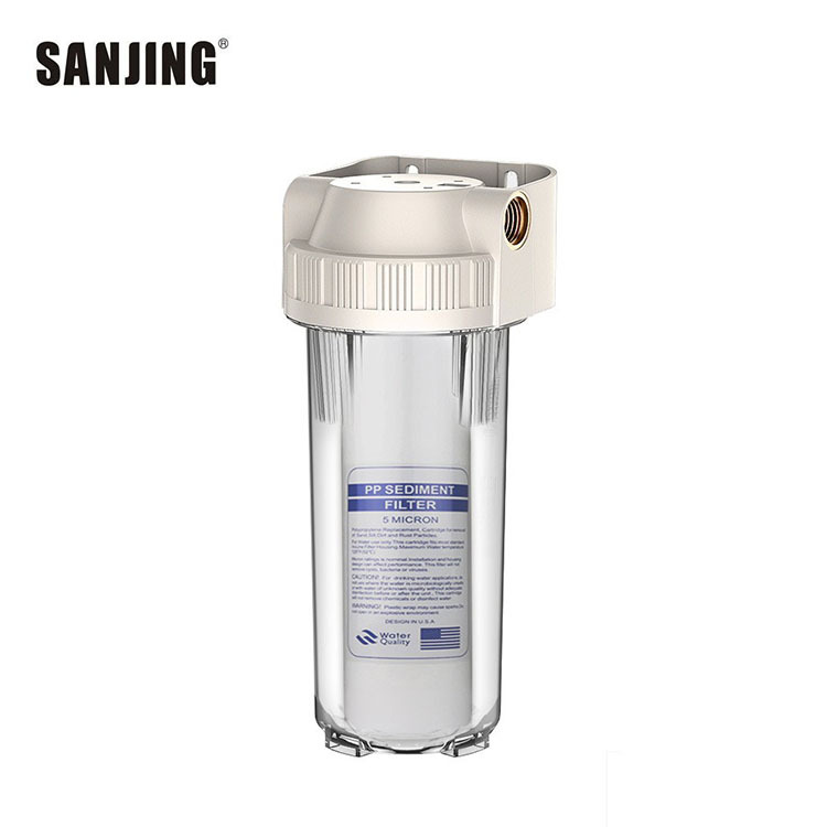 2 puntos 3 puntos de conexión rápida de ajuste de sabor montado en la parte trasera purificador de agua 4 puntos puerto de cobre tubo purificador de agua filtro frontal transparente
