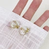 White mosquito coil pearl, ear clips