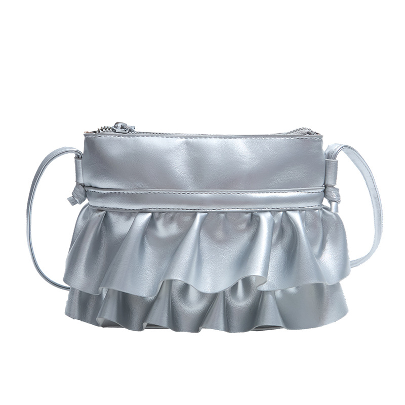 Bolso pequeño de moda coreana 2025 verano nuevo bolso femenino plisado con volantes bolso bandolera salvaje estilo occidental