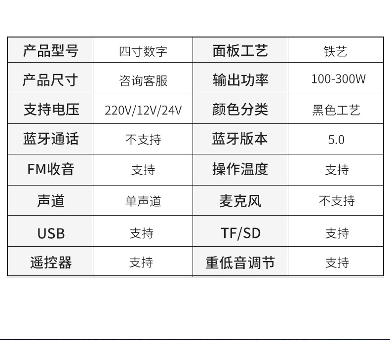 4inch Digital High-Power Bluetooth Subwoofer Amplifier Board Square Dance Speaker Amplifier Module Digital Amplifier
