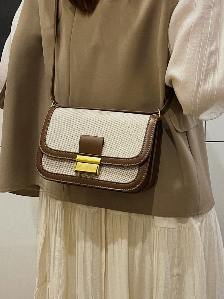 Nicho de diseño de lino empalmado bolso para mujeres 2025 nueva moda moda bolso pequeño de moda bolso casual simple mochila image 5