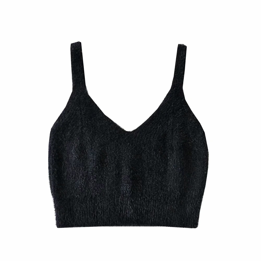 Fluffy knit solid cami top NSAC48762