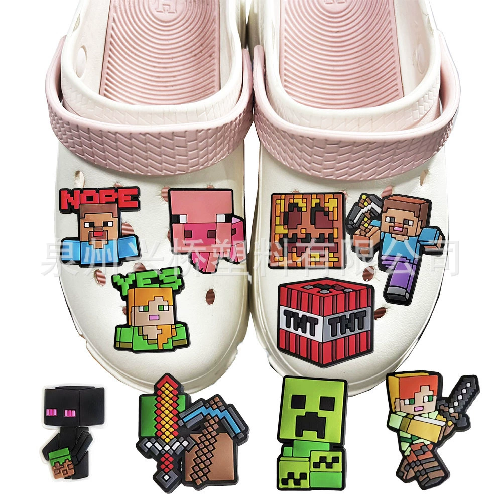 Обувь Minecraft с цветком, дырка Croc, обувь с пряжкой PVC, легкая резиновая обувь, цветок-дырок, браслет на запястье, декоративная пряжка