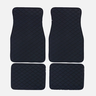 Wholesale and dropshipping of foreign trade car carpets, Amazon cross-border quilted foot mats, right-hand drive PVC universal car floor mats (Universal Foot Pad) - black-flat-head-with-black-lines-black